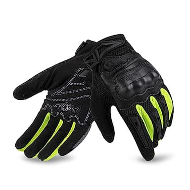 IRON JIA'S Guantes Moto para Hombre Verano, Pantalla táctil Transpirables y cómodos, Guantes de Moto de Verano, Adecuados para Montar en Moto, Scooter, Carreras Todoterreno Verde-L