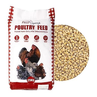 Pienso para Gallinas Ponedoras y Ornamentales | Alimento con Fórmula Exclusiva | Poultry Feed saco 25 kg | Rico en Proteínas y Grasas Saludables para un Plumaje Vistoso | Con Levadura de Cerveza