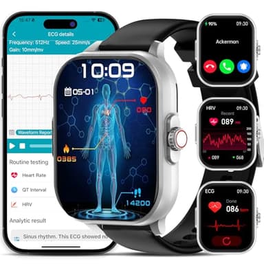 YYKY 2025 Nuevo Reloj Inteligente con 𝐆𝐥𝐮𝐜𝐞𝐦𝐢𝐚/ECG+HRV, 2.01" Smartwatch con 24H Pulsómetro/Oxímetro/Presión/Presión Arterial/Sueño, 100+ Modos Deportivos Pulsera Actividad para Android iOS