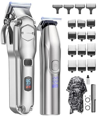 Maquina de Cortar Pelo Hombre,Juego de Barbero y Recortador,Cortapelos Recortadora de Barba,Maquina de Afeitar Hombre con Peines Guía