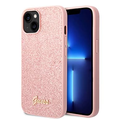 Guess GUHCP14SHGGSHP - Carcasa rígida con Purpurina para iPhone 14 de 6.1 Pulgadas, Color Rosa