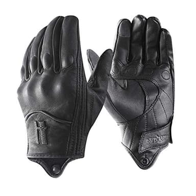 Harssidanzar Actualización de Guantes de Motocicleta con Pantalla táctil de Cuero de Piel de Cabra de Dedo Completo para Hombre GM028EU3,Negro,Talla XL