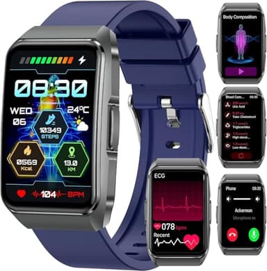 2025 Nuevo Reloj Inteligente con 𝐆𝐥𝐮𝐜𝐞𝐦𝐢𝐚/ECG+HRV, 1.57" Smartwatch con Ácido Úrico/Lípidos/BMI/24/7 Temperatura Corporal, Presión Arterial para Android iOS, Botón de SOS, 100+ Deporte