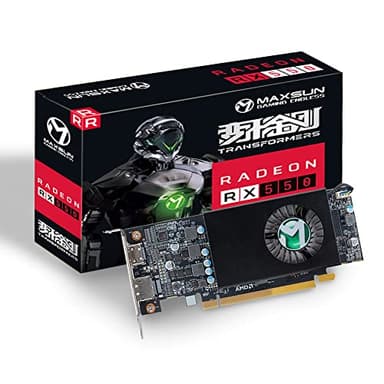 MAXSUN Tarjeta Grafica AMD Radeon RX 550 4GB GDDR5 ITX Computadora PC Gaming Video Tarjeta gráfica GPU HDPC Perfil bajo 128-Bit DirectX 12 PCI Express X16 3.0, HDMI, DisplayPort