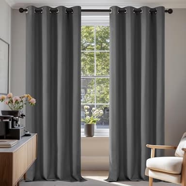 Deconovo Cortinas Opacas 2 Piezas Cortinas Salon Cortinas Termicas aislantes Frio y Calor 140x245cm para Dormitorio con Ojales Gris Claro