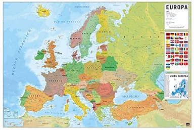 Grupo Erik Mapa de Europa ES, Político-Físico, multicolor, 61 x 91,5 cm (GPE5441)