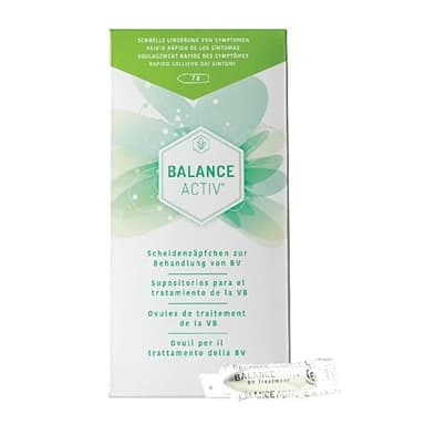 Balance Activ Supositorios vaginales para el tratamiento de la vaginosis bacteriana, Restaura el equilibrio natural de tu cuerpo, Tratamiento y alivio, 1 paquete (1)