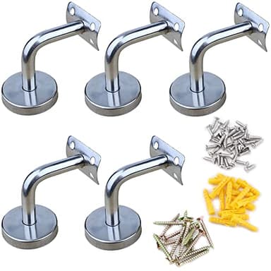 5 Piezas Soporte para Pasamanos, Soporte Pasamanos Escalera Soporte de pasamanos de Acero Inoxidable, para Pasamanos Utilizados para Escaleras Interiores y Exteriores (Plata)