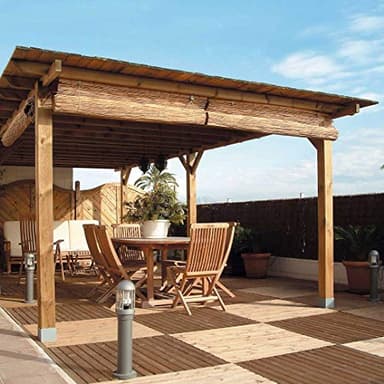 KIT PÉRGOLA MADERA 4X3.6X2.4 M + POSTES 12X12 NORTENE
