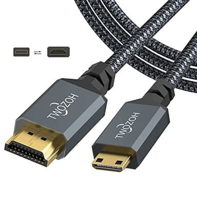Twozoh Cable Mini HDMI Tipo A a HDMI Tipo C, 2M, Cable Mini HDMI 2.0a/b, 2.0, 1.4a, 4K Ultra HD, 3D, Full HD 1080p, HDR