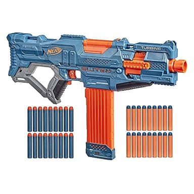 Nerf Elite 2.0 Turbine CS-18, Pistola motorizada, Carriles tácticos, Punto de fijación del Barril, Clip de 18 Dardos, Multicolor, 36 Dardos incluidos