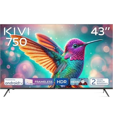 KIVI 43U750NB Smart TV sin marco - Televisores 55 Pulgadas 4K UHD, Televisor 43 Smart TV 4K Ofertas, Televisión 43 HDR10, HLG, Sonido Dolby, Android 11, Control por Voz, Wi-Fi, Bluetooth, para Netflix