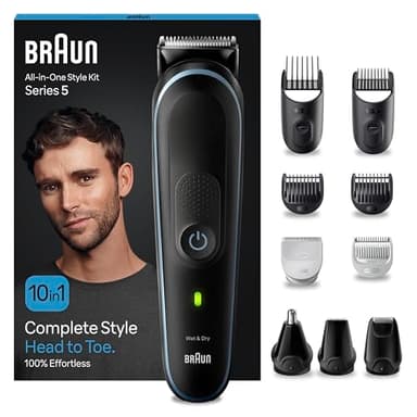 Braun Recortadora de Barba Series 5 Máquina Cortar Pelo, Máquina de afeitar, Cortapelos Hombre con Kit 10 En 1 Para Barba, Pelos, Depilación Masculina, MGK5445