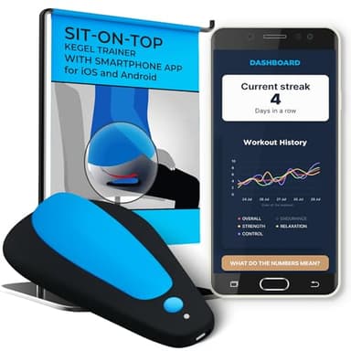 Ejercitador de suelo pélvico. Biofeedback de suelo pélvico para hombres y mujeres. Registra los resultados de cada entrenamiento para mostrarte tu evolución. Estimulador muscular. Boost de kGoal.