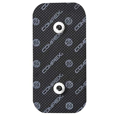 Compex Electrodos I 2 electrodos negros 5x10 cm doble SNAP para electroestimuladores Compex I Compatible con electroestimuladores Compex con cable e inalámbricos