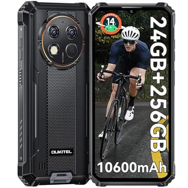 OUKITEL G1 Android 14 Móvil Rugerizado - 24GB RAM+256GB ROM(TF 1TB) Móvil Irrompible, Batería 10600mAh, 6.52'' HD+ IPS Teléfono Movil, Cámara 48MP+5MP, 95dB Altavoz, Dual 4G SIM/NFC/OTG/GPS/Face ID