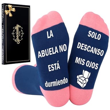 Rebundex Regalo Abuela Navidad Calcetines Regalos para Abuelas, Regalos Abuela Regalos Dia de la Madre Regalos para Abuelas, Calcetines Mujer Divertidos Antideslizantes Algodon 39-42