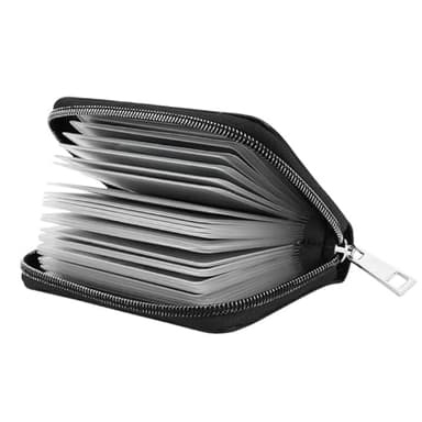 LUFFLOK Tarjetero Unisex de Cuero Sintético, Cartera Compacta para Hombre y Mujer, con Fundas Plásticas, hasta 20 Tarjetas, Porta Cartões, Tarjetero Hombre Pequeño, Ideal para ID y Banco (Negro)