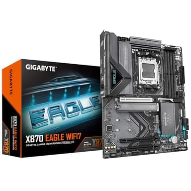 GIGABYTE Placa Base X870 Eagle WIFI7 - Compatible con CPUs AMD Ryzen 9000, VRM de 14+2+2 Fases, hasta 8000MHz DDR5 (OC), 1xPCIe 5.0, Wi-Fi 7, LAN 2.5GbE, USB 4