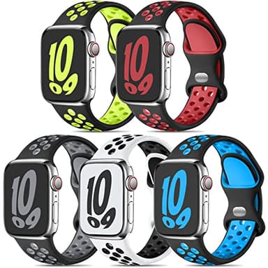 Dirrelo 5 Pack Strap Compatible con Correa Apple Watch 44mm 45mm 42mm 49mm, Deportiva Suave Transpirable Silicona Pulsera para iWatch/Apple Watch Series 9/8/7/SE/Ultra 2/6/5/4/3/2/1, Colore Scuro A