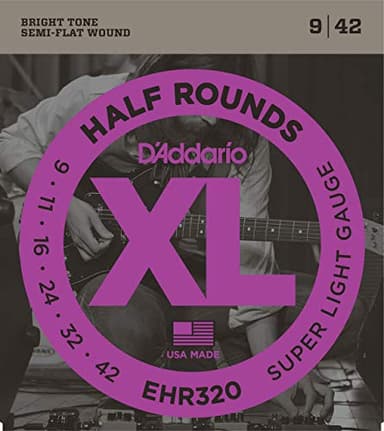 D'Addario EHR320 XL Half Rounds Super Light (.009-.042) Electric Guitar Strings