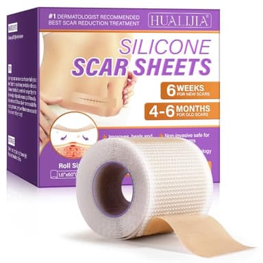 Silicone Scar Sheets, Parches Cicatrizantes(1,6" X 60"), Parches de Silicona Médica para Cicatrices, Parches de Silicona Reutilizables para Cicatrices Quirúrgicas, Cesáreas y Queloides