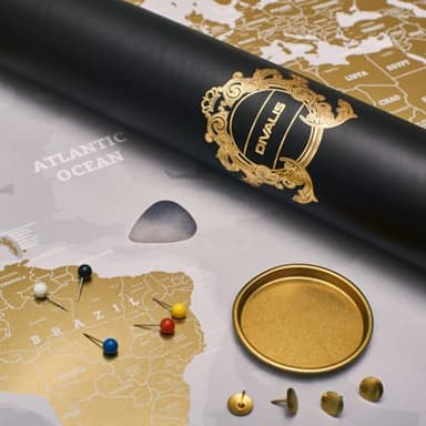Extra Grande Mapa del Mundo Para Rascar - Mapa del Mundo Rascable en Dorado y Blanco - Regalo Premium de Mapa del Mundo Para Viajes - Mejor Poster del Mundo - Todos los Accesorios Incluidos