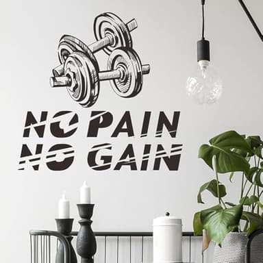 fanquare Pegatinas de Pared Hogar Gimnasia Vinilos Decorativos Cita Inspiradora de No Pain No Gain Ejercicio Aptitud Física Signo de Ejercicio Adhesivos Pared para Gimnasia Dormitorio Sala de Estar
