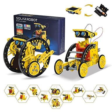 OMWay Robot Solar, Kit Robotica Juguetes Niños 7 8 9 10 Años, 12 en 1 Juegos Educativos Ciencia Experimentos Construcciones para Niños 11 12 Años, Navideños Cumpleaños Regalos para Niño, 190 Piezas
