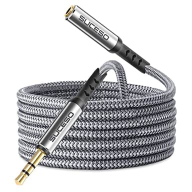 SUCESO Cable Alargador Audio 5M Cable Extensión Jack Audio 3,5 mm Nylon Trenzado Jack Audio Estéreo 3.5mm Macho a Hembra para Auriculares Altavoces TV PC PS4 iPhone iPad iPod MP3 Player Samsung Laptop