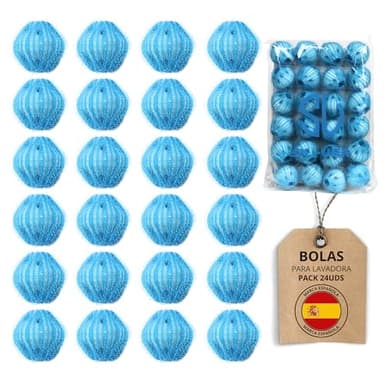 SILVERSTORE👍 24 Bolas Atrapa Pelos para Lavadora - Atrapa Pelusa para Todo Tipo De Mascotas Perros Gatos Etc.. - Juego De 24 Bolas Quitapelos (Azules)