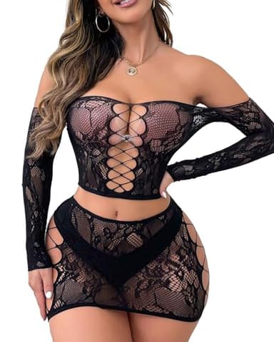 XIUSEMY - Lencería para Mujer, Mini Vestido Sexy, Babydoll corsé para Ropa Interior, Talla única, Negro S4, Talla única