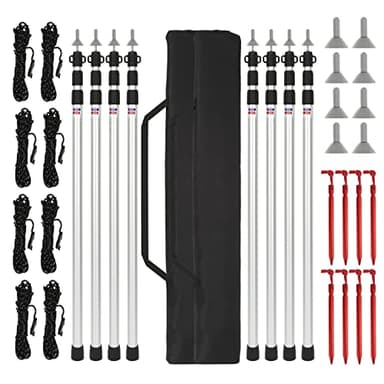 Sonnewelt 8 Barras de Tienda de campaña, Varillas de aleación de Aluminio, 87,5 – 234,5 cm, Altura Ajustable, Barras de Tienda de campaña, Barra de Tienda con Mecanismo de Bloqueo