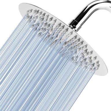 Cabezal de Ducha Lluvia de 20cm, Voolan Cabezal de Ducha Circular de Alta Presión de Acero Inoxidable 304 Ducha Cómoda a Baja Presión de Agua Instalación en Pared o Techo (Cromo)