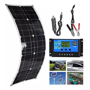 Kit De Panel Solar Flexible (100W 200W 300W 400W 500W 600W) + Controlador De 40 A, Panel Solar PortáTil De AlimentacióN Usb De 12 V Para Autocaravana/Techo/Barco/Coche/Camping, Ultrafino,1x100W
