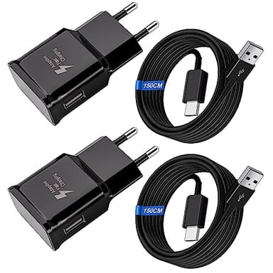 Cargador de Carga Rápida para el Teléfono Móvil de Samsung, (2-Pack) Cargador USB C con Cable USB tipo C para Galaxy S8, S9, S9 Plus, S10, S10e, A13, A30, A20, Z Flip3, Z Fold2, Note 9, 8