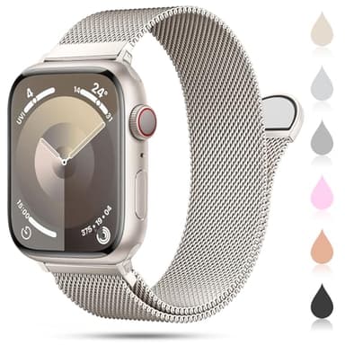 OULUOQI Correa Compatible con Correas Apple Watch 41mm 40mm 38mm 46mm 45mm 44mm 42mm 49mm, Bracelet Metalica de reloj Milano metal de acero inoxidable para iWatch Series 10 9 8 7 6 5 4 3 2 1 SE Ultra