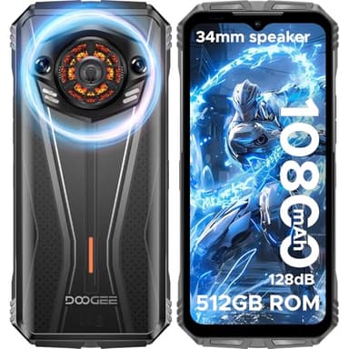 DOOGEE S Punk Pro Telefono Movil Resistente Android 14, 20GB+ 512GB/2TB, 128dB Altavoz 10800mAh/33W Movil Indestructible con Efecto luz LED, 6.6" FHD+ 50MP Moviles, NFC/OTG/Dual 4G/Huella Smartphone