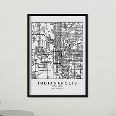 Nacnic Poster con Mapa de Indianapolis. Lámina de Estados Unidos, con imágenes de mapas y Carreteras de Las Principales Ciudades de Estados Unidos. Tamaño A3