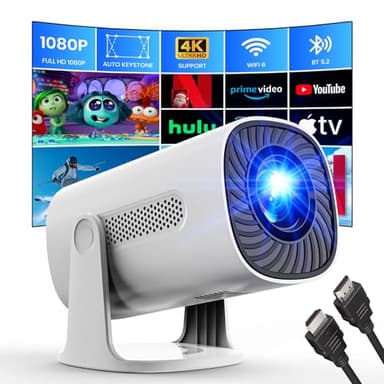 Mini Proyector 4K Supote 1080P Proyector con WiFi y Bluetooth Proyector con Apps y Android TV OS, Auto Keystone & Zoom, Altavoz Estéreo, Proyector Portátil Exterior Hogar Vídeo Proyector, Blanco