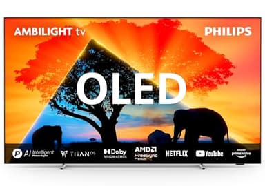 Philips Ambilight 65OLED769: Smart TV 4K OLED - Pantalla de 65 Pulgadas con P5 AI Picture, Titan OS, Dolby Vision y Dolby Atmos Sound, Funciona con Alexa y Asistente de Google - Marco Metálico