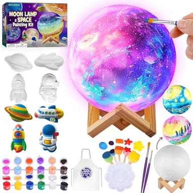 DIY-LAOESE Kit de Pintura Lámpara, Luz Nocturna de Luna 3D Espacial, Arte Kits de Manualidades Niñas, Juegos y Juguetes de Pintura para Niños 6-12, Regalo Cumpleaños para Niñas 6 7 8 9 10 11 12 Años