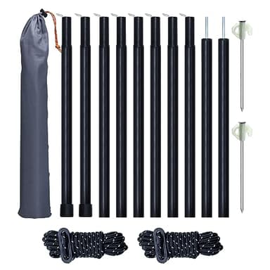 ZHIYUQL 2 Piezas Varillas Tienda Campaña, Inoxidable Palos Toldo Camping con Bolsa Almacenamiento Barras de Tienda Telescópicas para Tienda de Campaña Toldo(43-200CM)
