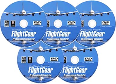 FlightGear Flight Simulator 2023 X Edición Premium DELUXE Juego de 5 Discos DVD CD Compatible con Microsoft Windows 11, 10, 8, 7, Vista PC y Mac OS | ¡600+ Aeronaves y Paisajes Mundiales COMPLETOS!