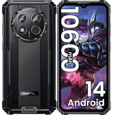 OUKITEL WP28E(2025) Móvil Rugerizado - 16GB RAM+64GB ROM (TF 1TB) Teléfono Movil Resistente Android 14 10600mAh, Movil Indestructible 6.52 HD Pulgadas, Cámara 13MP+ 5MP, 4G Dual SIM/OTG/GPS/NFC, Negro