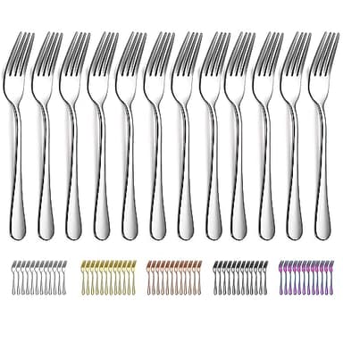 Evanda Tenedor De Cena 12 Piezas 20.5cm, Acero Inoxidable Tenedores de Pastel, Tenedores de Mesa, Tenedores de Postre,tenedores y cucharas de cubiertos, Fácil de Limpiar, Apto para Lavavajillas