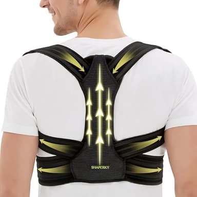 SHAPERKY Corrector de Espalda para Mujeres y Hombres, Corrector Postura Espalda Ajustable para Enderezar la Espalda Alta y Proporcionar Alivio al Dolor de Cuello, Hombros y Espalda Superior, L/XL