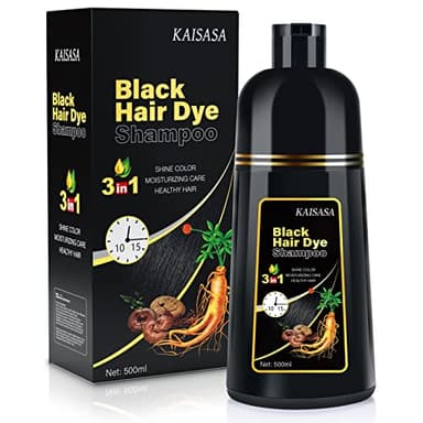 Champú Tinte Canas Negro 3 en 1, Tinte Natural para el Cabello, Champú Tinte Cubre Canas, Champu Color Semipermanente para el Cabello, Tinte para Cabello Tratado para Mujer Hombre