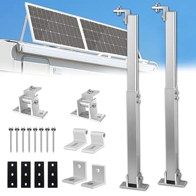 Soporte Panel Solar Ajustable 0-60° Aluminio Soporte Placa Solar Fotovoltaico Kit Panel Solar Soporte Placas Solares para Tejados Paredes Autocaravanas Botes