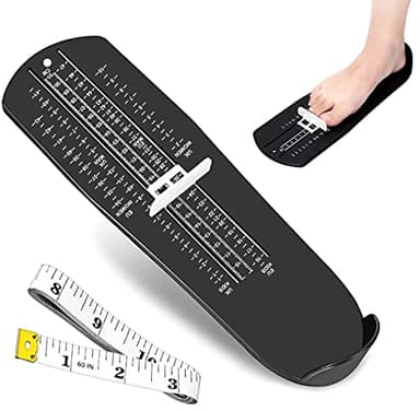 Medidor de Pies Niño Dispositivos de Medición de Zapatos Medidores de Calzado para Adultos y niños con Cinta Métrica para Determinar el Tamaño de 18 a 47 (Negro)